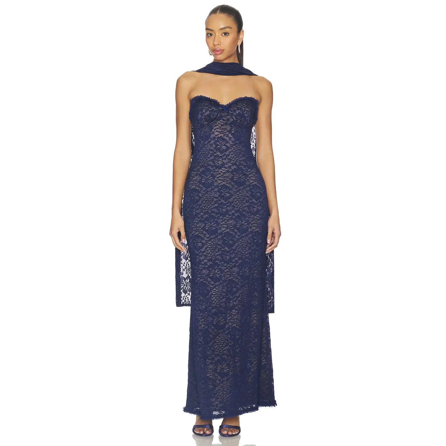 Runaway The Label Amana Strapless Scarf Maxi Dress in Navy - TikTok Shop