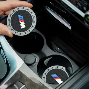 M Badge Emblem Car Coaster, Non-Slip Silicone Mat Pad, Water Cup Holder, Compatible with M M3 M5 M6 X3 E46 E90 F30 G20 E36 E34 X6 G20
