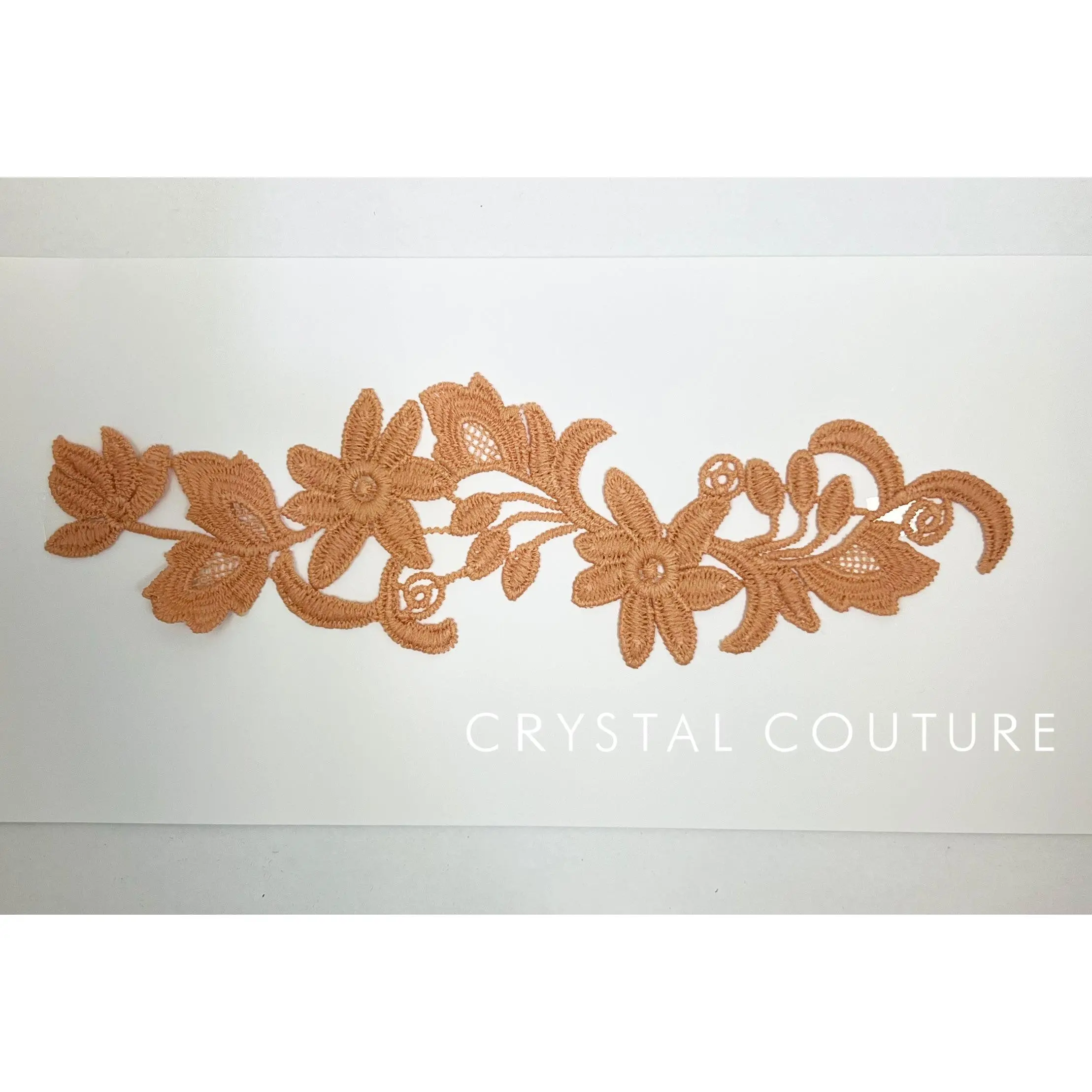 Peachy Pink Embroidered Floral Applique
