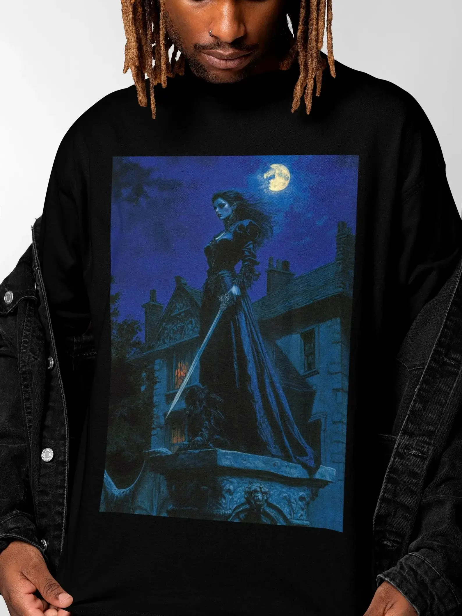 Gothic Vampire Woman Shirt | Dark Goth Dracula Lady T Shirt | Devil Female Gothic Night Tee