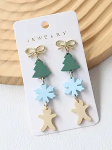 1/8 Pairs Cute & Elegant Acrylic Christmas Earrings - Festive Tree, Snowflake & Gingerbread Designs for Women