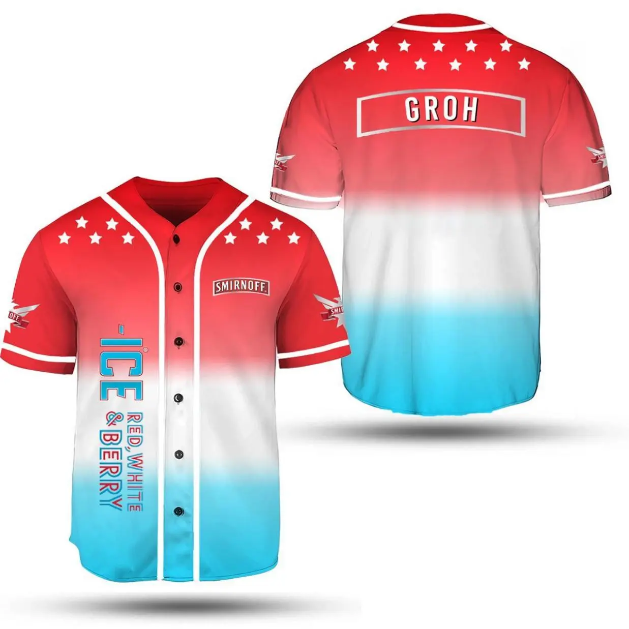 [Personalized Jersey] Smirnoff Ice Red White & Berry Beer Baseball Jersey Shirt For Friends Drinking Beer Lovers Baseball Jersey