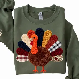 Thanksgiving Turkey Sweatshirt, Print Crochet Turkey Sweatshirt, Colorful Turkey Sweater, Turkey Day, Thanksgiving Gift, Turkey Lover Shirt
