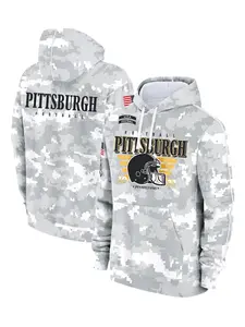 Men's Pittsburgh Football Hoodie, Sweatshirts, Camo Pattern, Embroidered Flag Sleeves, Anti-Pilling Fabric, Casual Outdoor Sports Wear