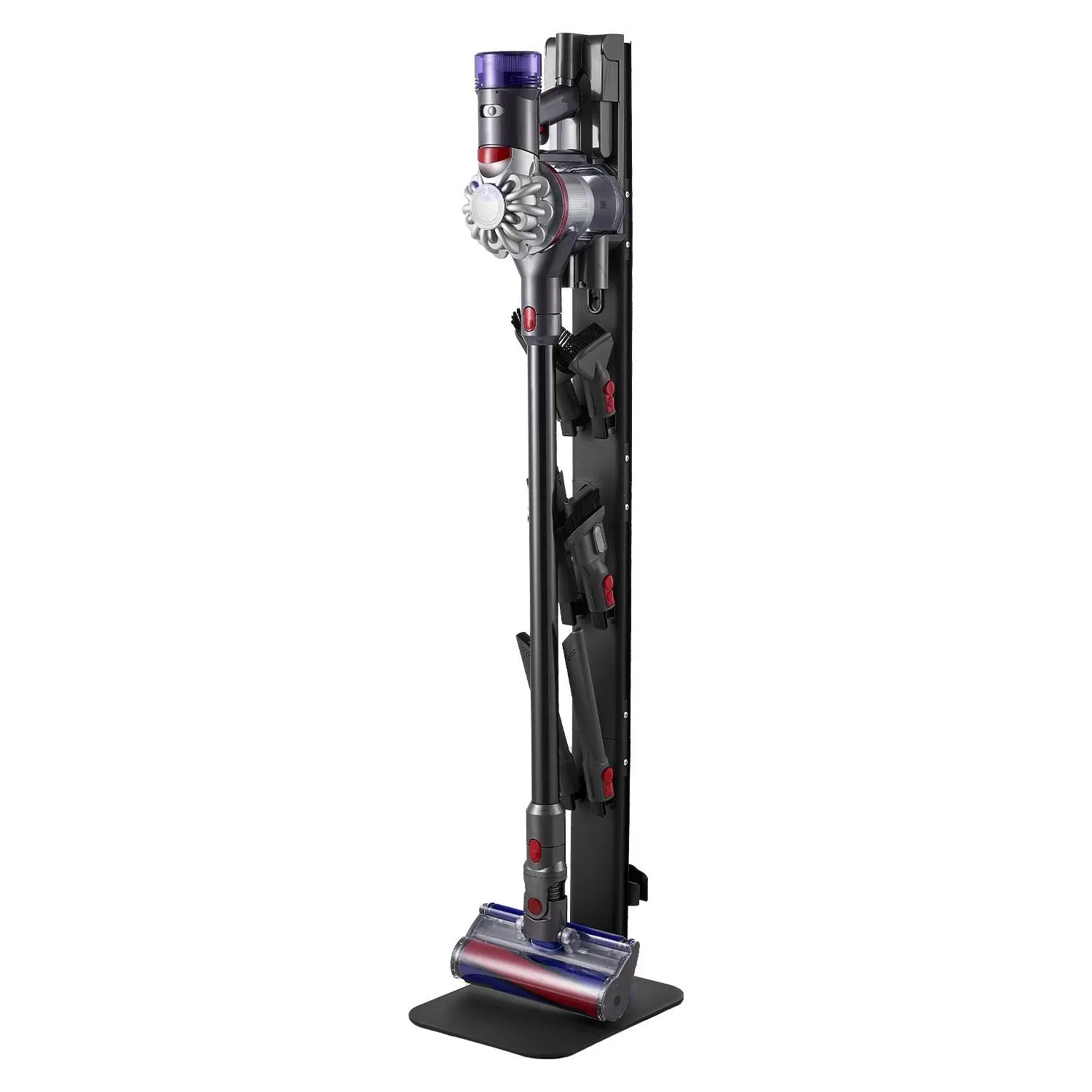 【DealsForYouDays】VEVOR Vacuum Stand, Compatible with Dyson G5 V15 V12 V11 V10 V8 V7 V6 Series Upright Vacuums Cleaners & Accessories, Stable Vacuum Stand Holder with 6 Hooks and Non-slip Footpads, Black Iron