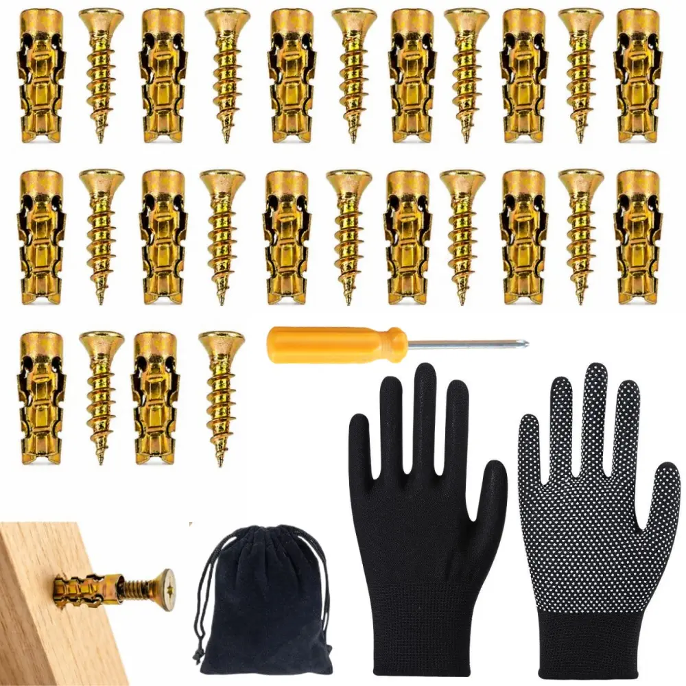 60 piece Short Expansion Screw Set Stripped Thread Restoration Door Hinge Repair Kit for Cabinet Door Hinge Fastening