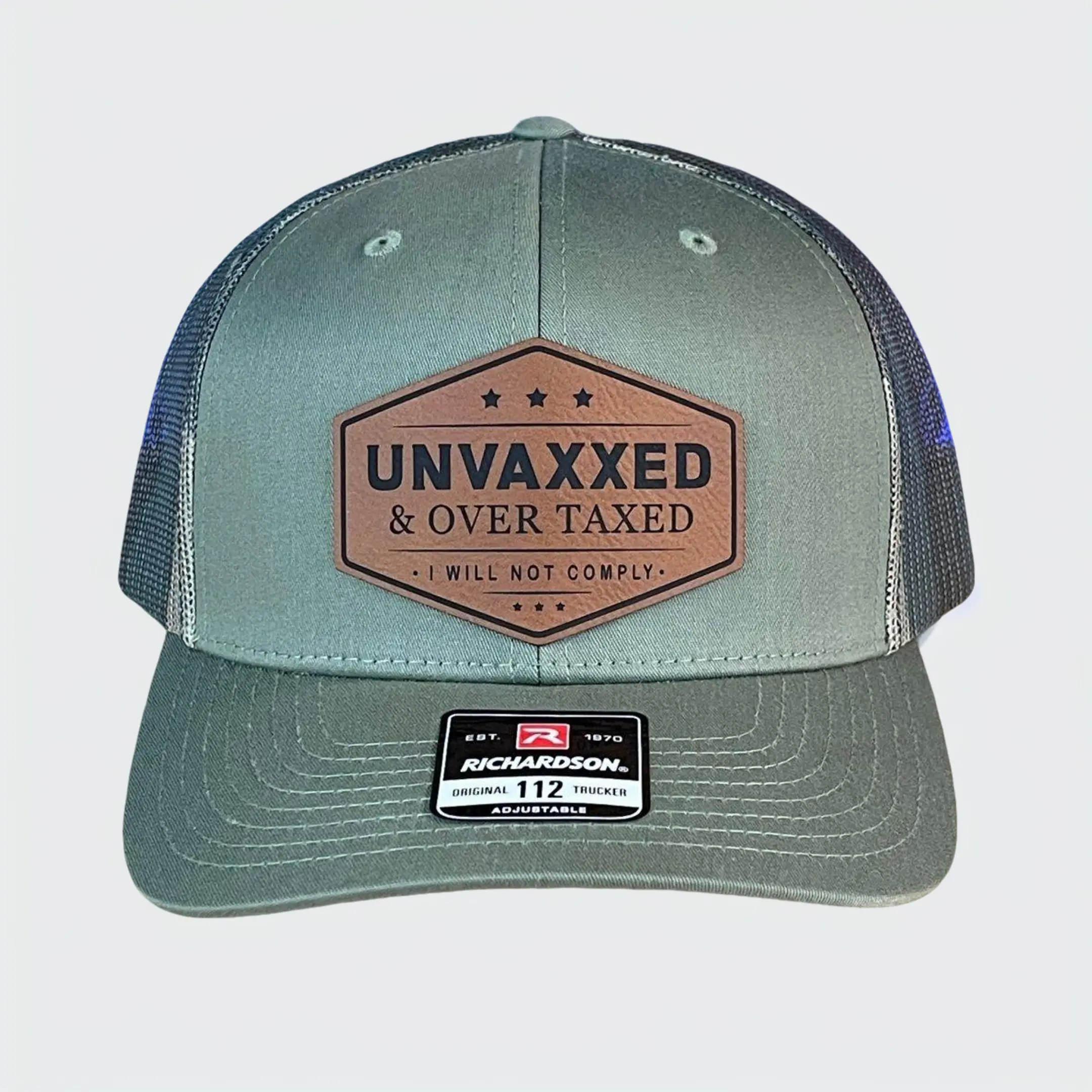 UNVAXXED & OVER TAXED Leather Patch Hat Rawhide