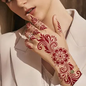 White and brown curly grass pattern Henna tattoo stickers Symmetrical pattern hand decoration stickers Ethnic style temporary tattoo stickers