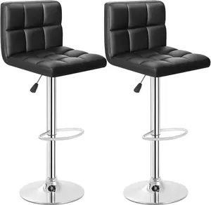 【Deal】FDW Bar Stool Barstools Bar Chairs Counter Height Adjustable Swivel Stool with Back PU Leather Kitchen Counter Stools Set of 2 Dining Chairs