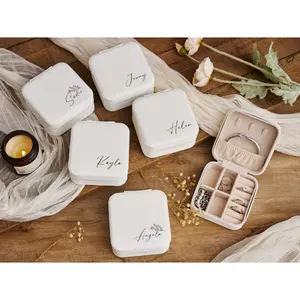 Personalized square jewelry case, necklace ring box travel, jewelry organizer bridesmaid gift for sister, friend