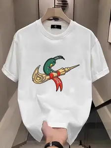 Cartoon printed pattern T-shirt, round neck street style for summer and spring, suitable for men, women, mothers and friends, couples, fashionable and loose, casual, youthful and energetic, simple yet trendy