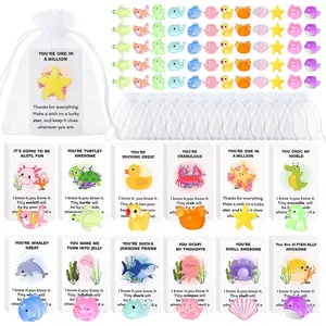 60 Set Employee Appreciation Gifts Bulk for Coworkers Mixed Thank You Gift Set with Glow in the Dark Resin Toys Pun Inspirational Notecards Organza Bags for Staff Coworker Office