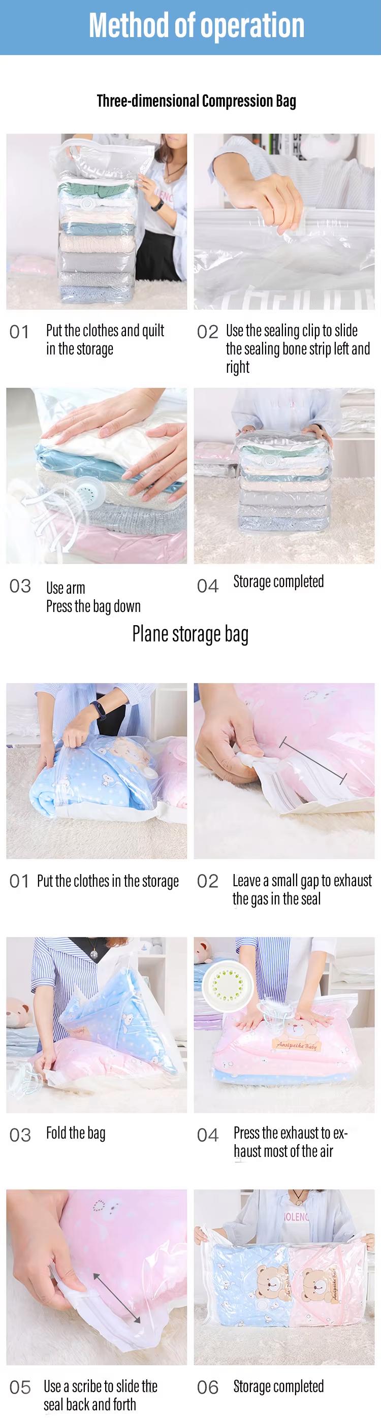 Thickened No-Pump 3D Automatic Vacuum Compression Fabric Storage Bag for Clothes Quilts Duvets Jackets