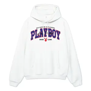 Letterman Hoodie - Classic Sweatshirt with Hood, Front Pocket, White Color, Casual Style for Men