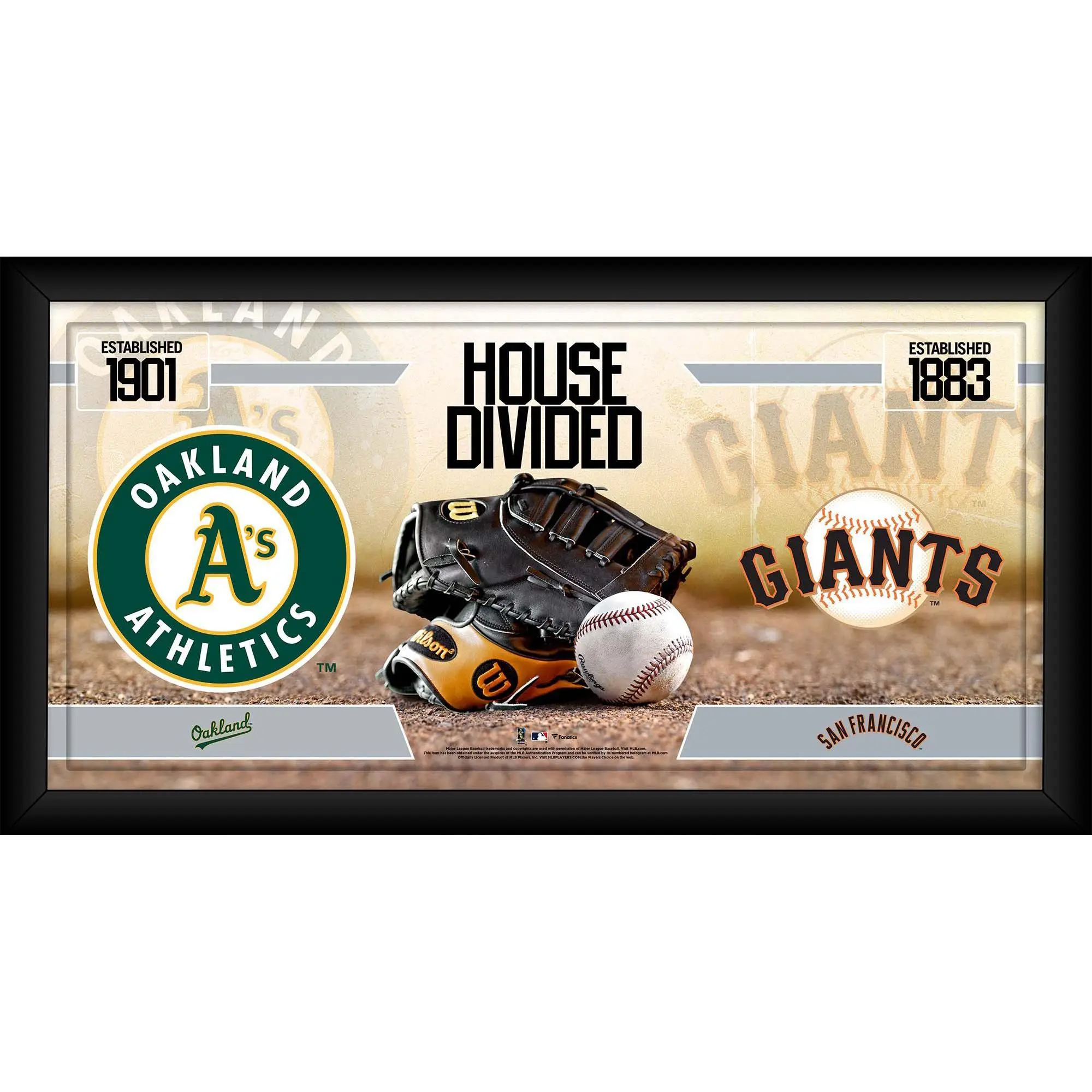 Oakland Athletics vs. San Francisco Giants Framed 10" x 20" House Divided Baseball Collage - MLB Memorabilia