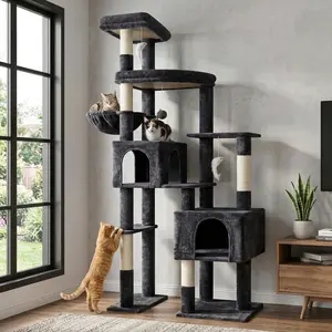Deskat F78C 78" Cat Tree .  Featuring a built-in toy, cozy condos, perches, and a hammock .
