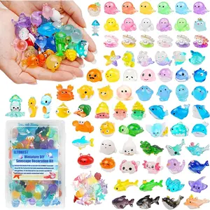 100+pcs 78 Styles Tiny Ocean Mini Resin Sea Animal Figurines for Garden Micro Landscape DIY Fish Tank Aquarium Potted Dollhouse Decor Gift