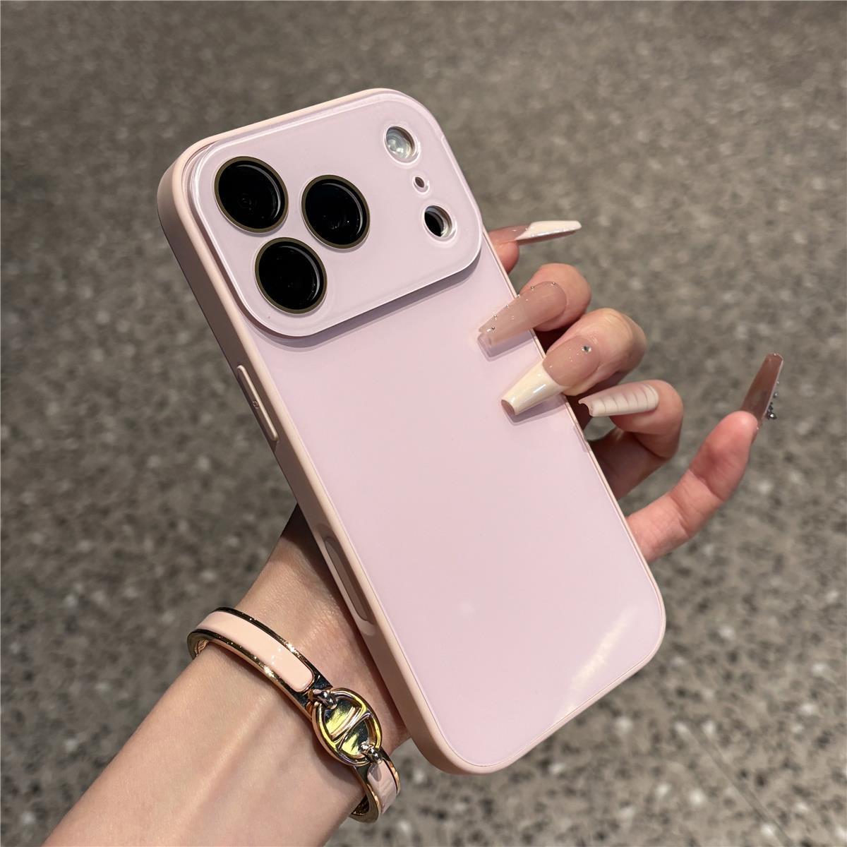 Candy Macaron Series &ndash; Skin-Feel Crystal Clear Case for iPhone 17, 16, 15, 14, 13 Pro Max &ndash; Soft TPU Bumper + Hard PC Back &ndash; Full Lens Coverage &ndash; Cute, Minimalist, Pink & White