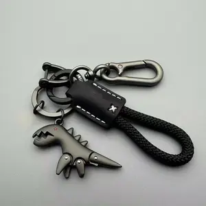 Cute Dino Keychain, Leather Key Ring for Men & Women, Backpack Charm, Holiday Present