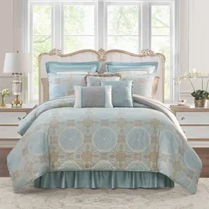Jonet Cream/Aqua 6 Piece Comforter Set