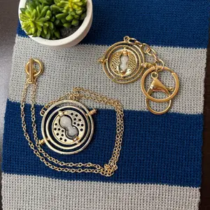 Rotating Hourglass Necklace and Keychain Bundle – Timeless Gift Set