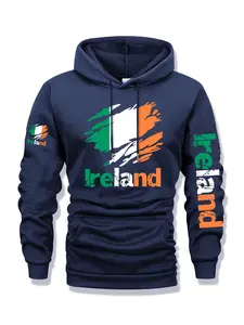 1PCS Hoodie with Multiple Ireland Prints - Men's Printed Hoodie, Autumn and Winter Casual Regular Fit Long-Sleeve Hoodie, Fashionable Daily Wear Clothing