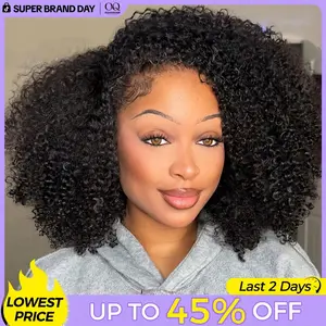 [3 In 1 Half Wig] OQ HAIR Kinky Curly Wear Go Half Wig 250% Density Seamless Flip Over Wig Invisible Hairline Glueless Human Hair Wigs Beginner Friendly Vacation Hair Blend Natural Hair Well SummerVibes #DealsForYouDays