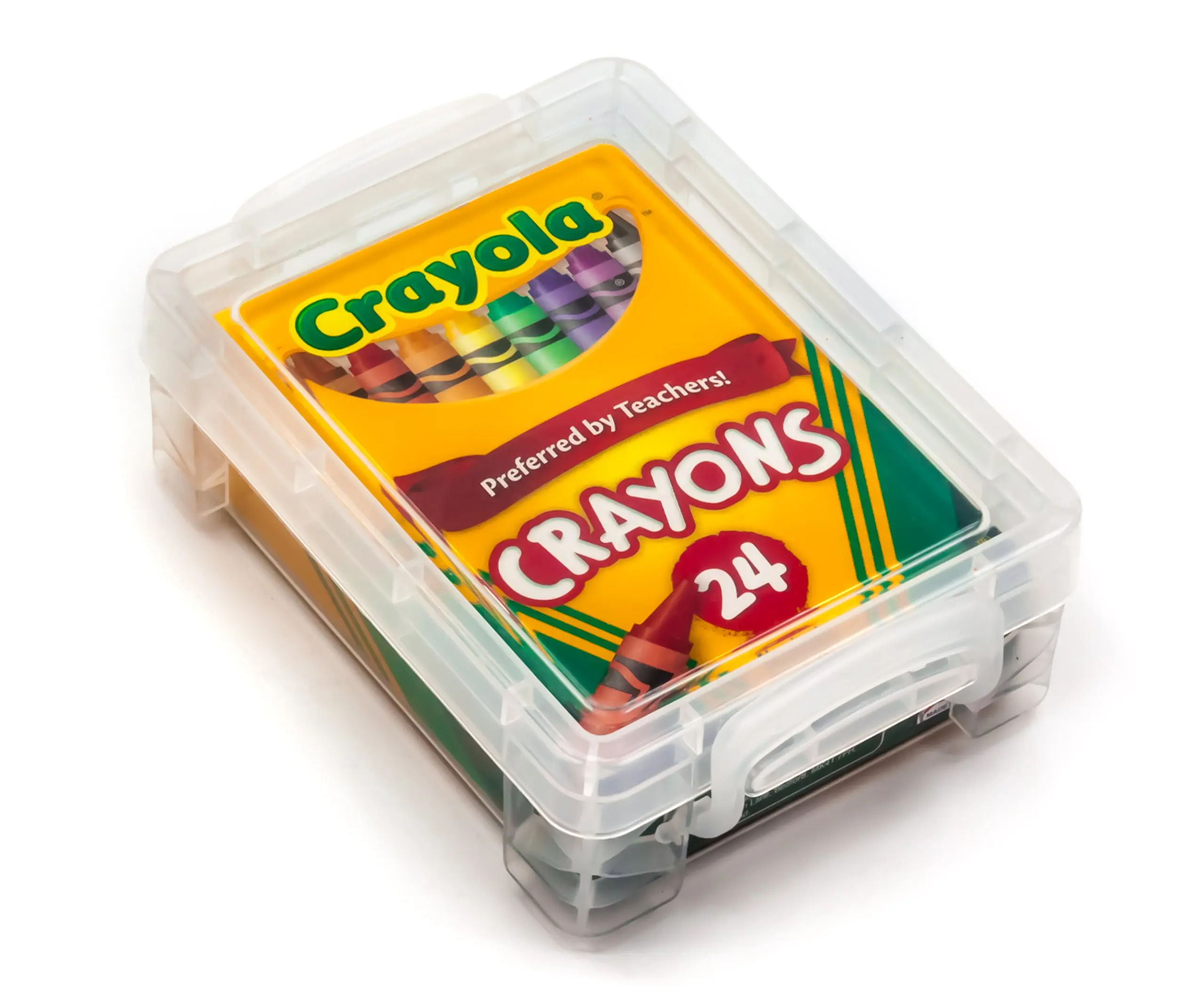 Crayola Crayons 24 Count with Clear Super Stacker Plastic Storage Box Bundle