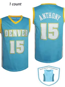 Men's Denver Basketball Jersey, Loose Sporty Sleeveless V Neck Basketball Top, Lightweight Jersey, Casual Breathable Basketball Jersey for Daily Wear