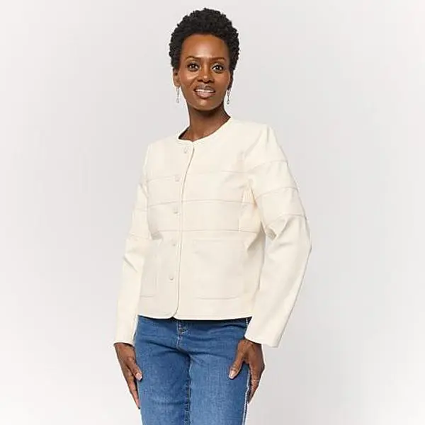 DG2 by Diane Gilman Faux Leather Striped Jacket