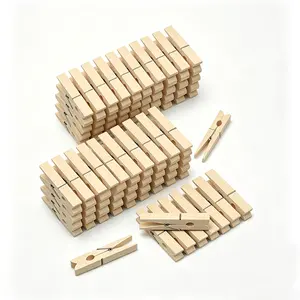 100 Pack Wooden Clothespins 2.9 Inch, Premium Rust-Proof Wooden Clips, Natural Solid Birch Pegs for Laundry Drying, Picture Wall Decor, DIY Crafts & Party Decoration