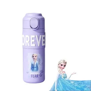 Disney Princess Elsa Themed 14 oz Thermal Water Bottle - 5-Layer Vacuum Insulated, Leak-Proof Locking Lid, BPA Free, Reusable, BPA Free Drinkware