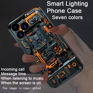 Cyberpunk Technology Sense 17 Air/17Pro/17promax/16promax/15promax/14promax/13promax/12promax/11promax/XSmax Colorful, Protective Luminous Voice Controlled Phone Case - Luminous Technology, Lights, Daytime Design, Enhanced Nighttime Visibility