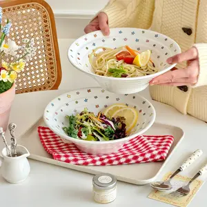 Large Capacity Ceramic Star Bowl Set, Simple Star Pattern Pasta Bowl, Dishwasher & Microwave Safe, Ideal for Home Dining Parties