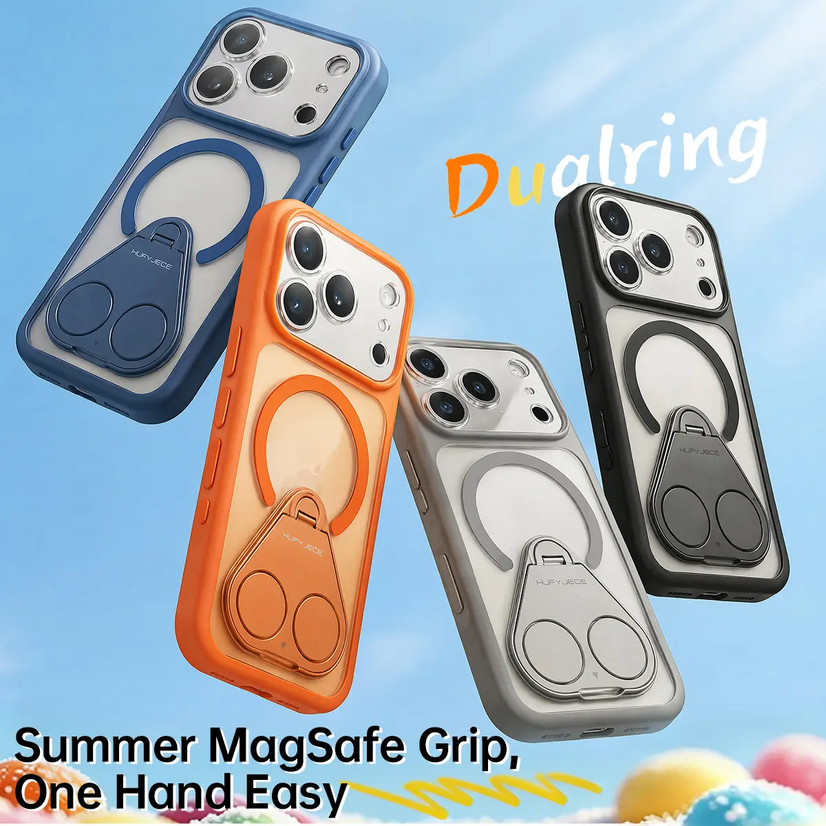 MagSafe Dual Ring Phone Case Clear Foldable Kickstand No Wobble Cover for iPhone 17 Pro Max or iphone 17 pro designer case