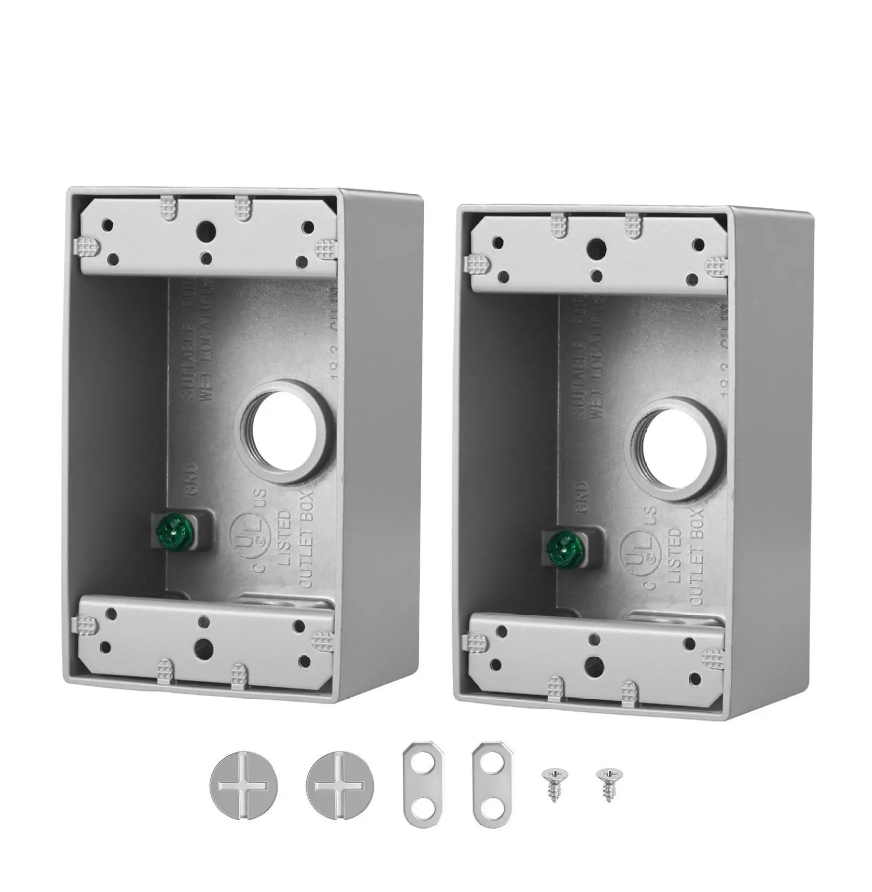 Weatherproof Electrical Box 4-Pack, 4.5x2.8x2in, Outdoor Outlet Junction Box - 1/2" & 3/4" Conduit Compatible, 18.3 Cu.In, Gray Metal Default