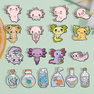 18pcs Cute and exquisite small animal emblem, versatile salamander flower design, high-end decoration, chest flower, fixed small gift