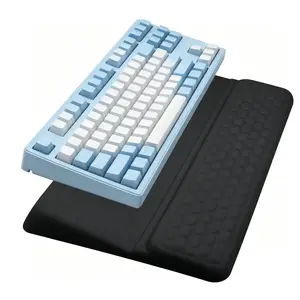 Ergonomic Keyboard Wrist Rest Pad, Memory Foam Keyboard Support Cushion with Massage Texture, Lycra Fabric Non-Slip Wrist Pad for Office, Gaming, Typing, Black