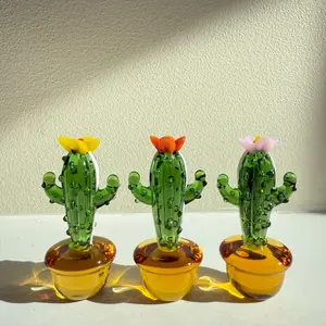 Glass Cactus, handmade glass potted plants, mini glass succulent, fused glass succulent, cactus lovers,artificial plant, home decor