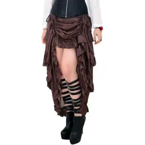 Women's Steampunk Skirt Ruffle Victorian Skirt Medieval Renaissance Skirts Cosplay Outfits  Asymmetrical High Low Skirt Pirate Skirt 6388-live-1