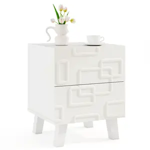 (High end and high-quality)White Modern Nightstand Side Table with Drawers, side table, bedside furniture, side table with drawers, suitable for bedrooms and living rooms