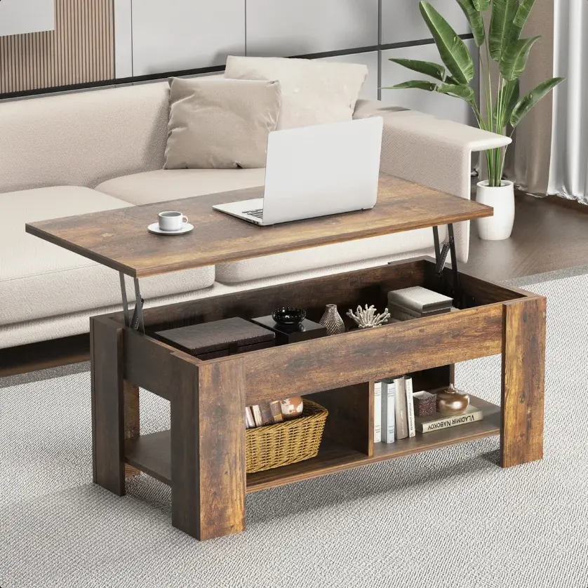 Millwood Pines Lift Top Coffee Table with Hidden Storage Expandable Convertible Coffee Table to Dining Table Laptop Desk Modern Wood Table for Living Room