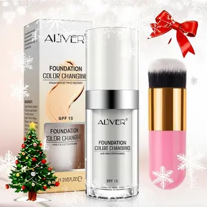 Aliver 30ML Color-Changing Foundation Set, Waterproof & Sweatproof Makeup Brush Kit, Long-Lasting Natural Finish Bb Cream, Gift