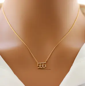 18K Gold Plated Pave Angel Number 555 Pendant Necklace – Sparkly Manifestation Jewelry for Change & Growth