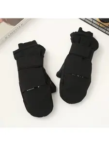 Winter cold-proof, windproof, thickened, pure color, men and women's gloves for skiing and mountaineering, Mountaineering training gloves