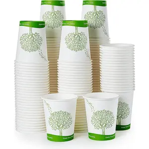 300 Count Compostable Paper Cups, 8 oz  Disposable Paper Coffee Cups with PLA Lined,  Hot Drinking Cups for Party, Picnic,Travel,and Events