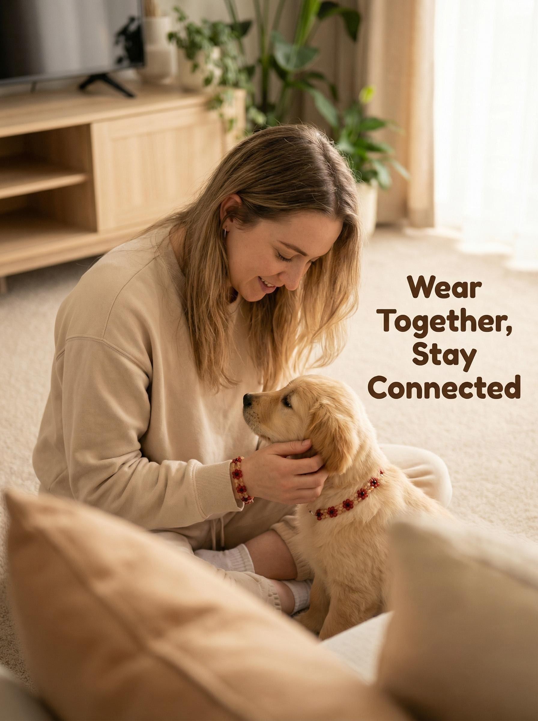 Chestnut Whisper Matching Bracelet and Pet Necklace for Cozy Home Wear