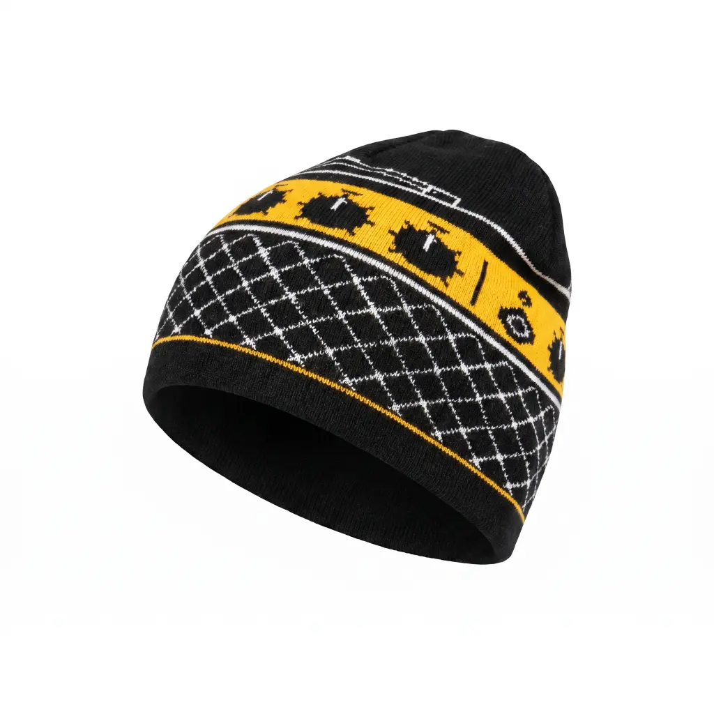 Unisex Wall of Sound Guitar Amplifier Themed Knit Beanie Hat, Casual Daily Wear Accessory with Stylish Look and Comfortable Unisex Fit for Everyday Use