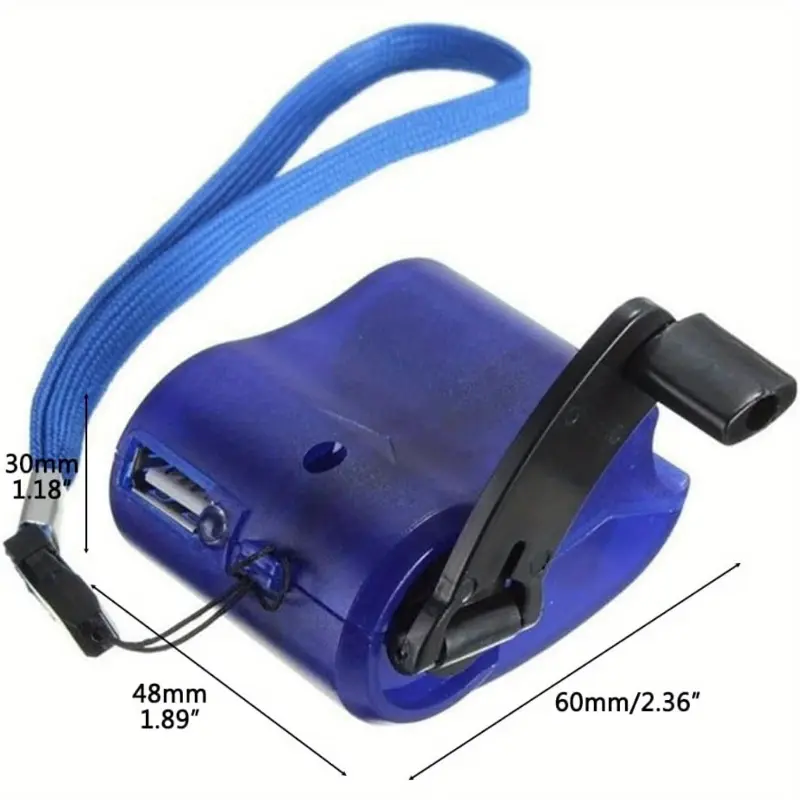 Portable Plastic Hand Crank Charger with Built-in Flashlight, USB Port, and SOS Alarm for Emergency Camping and Hiking