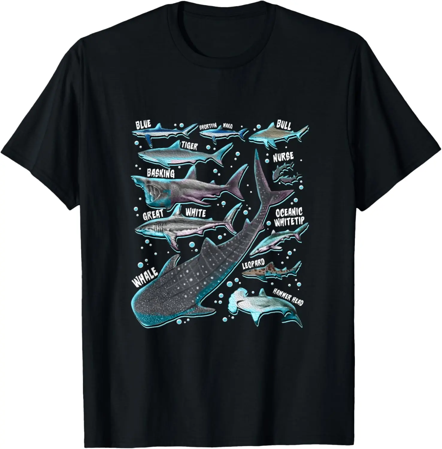 Unisex Shark Species Identification Tee - Marine Biology Educational Graphic Short Sleeve For Shark lover